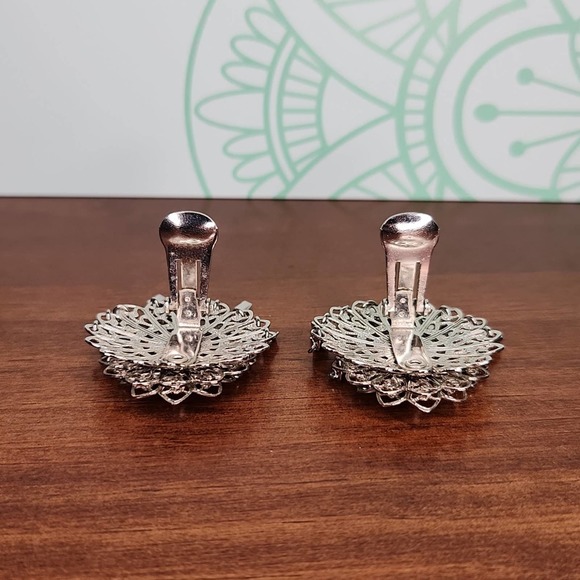 Vintage Clip-on Earrings Silver-tone - Picture 5 of 6